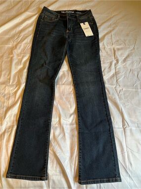 Wallflower Dark Indigo Bootcut Jeans with Gold Zipper